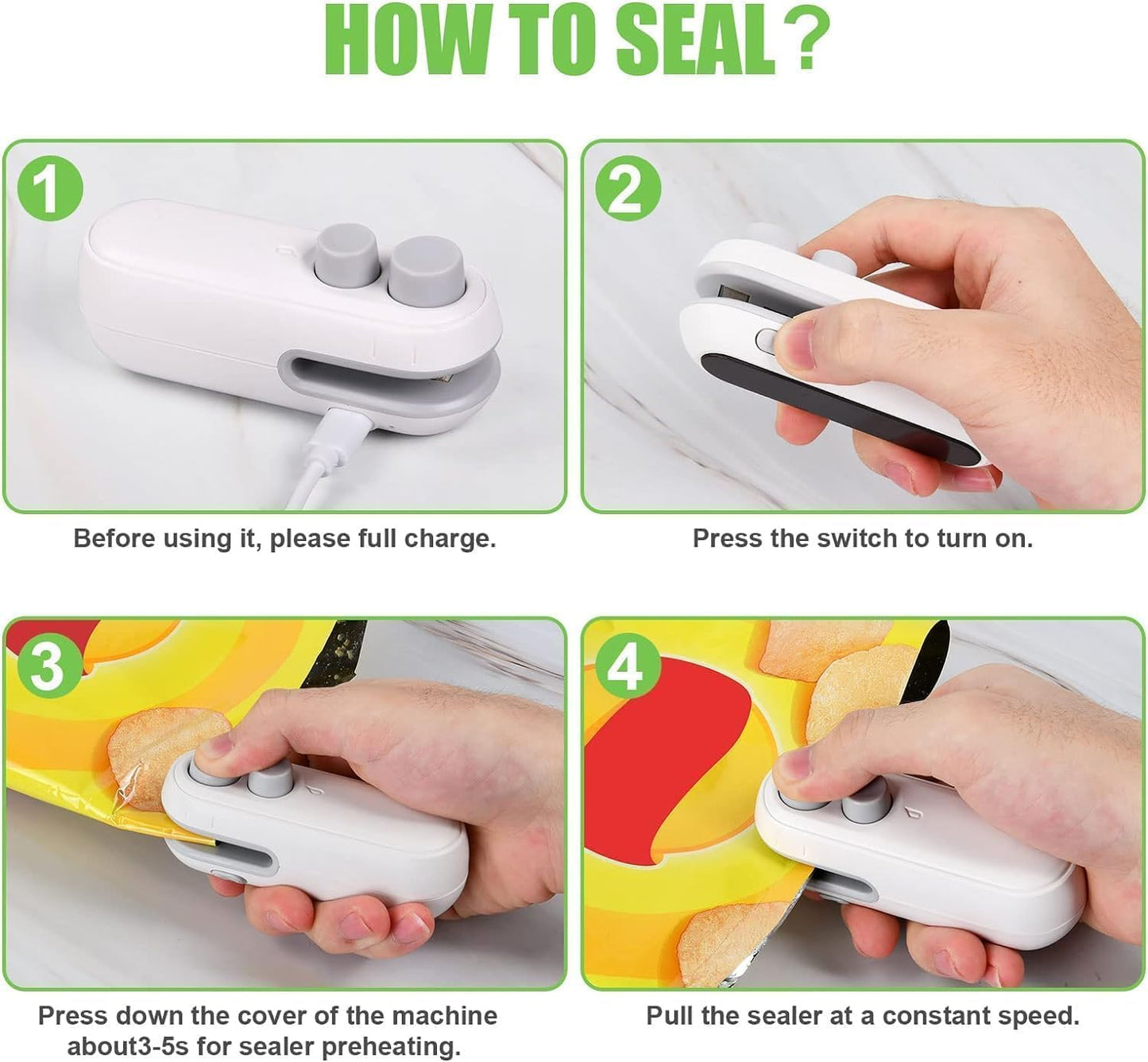 Portable Mini Sealing Machine 2 in 1 USB Rechargeable.