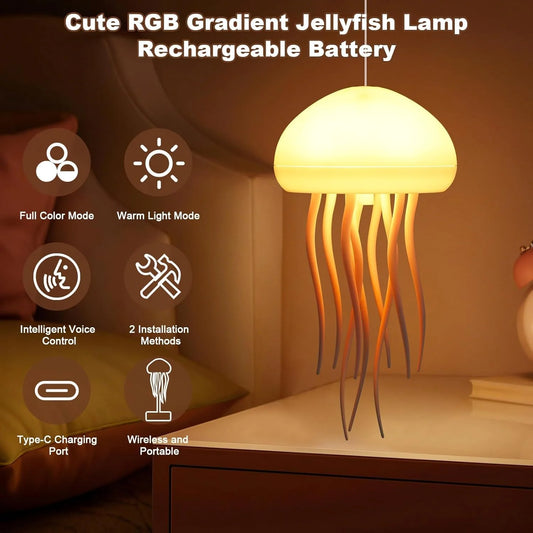 LED Jellyfish Night Lamp 7-Color Changing Modes, Room Decor, Aesthetic Gifts for Girls, Boys , Friends & Ocean Lovers Night Lamps