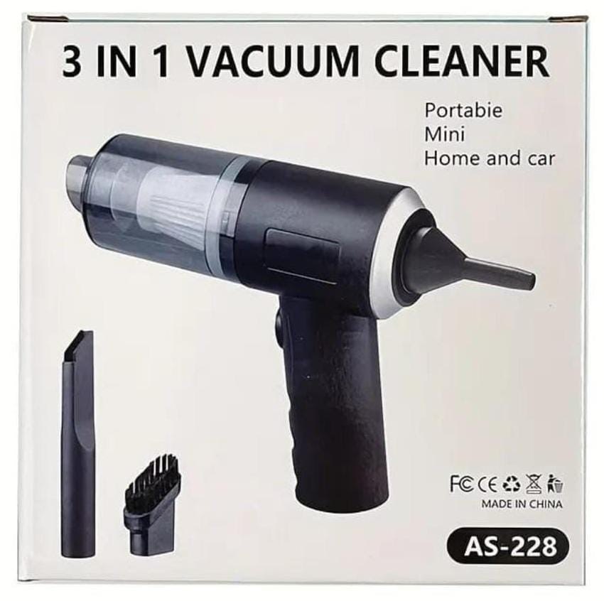 3 IN 1 Portable Car Vacuum Cleaner with Blower | USB Rechargeable Wireless Handheld Car Vacuum Cleaner Traveling, Portable, Rechargeable