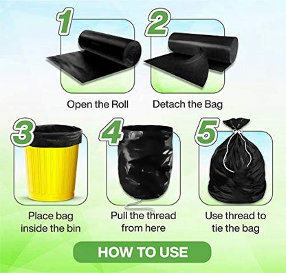 Premium Biodegradable Garbage Bags/Trash Bag - Black Color 19 X 21 Inches (Medium Size)