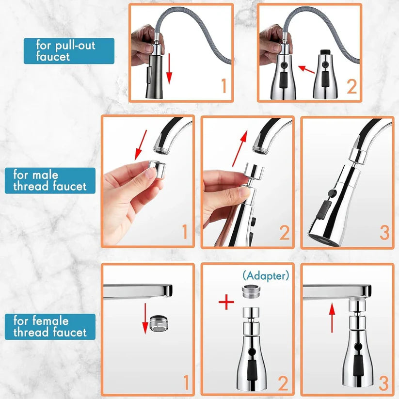 Flexible Tap Extension | Rotate, Rinse & Save Water