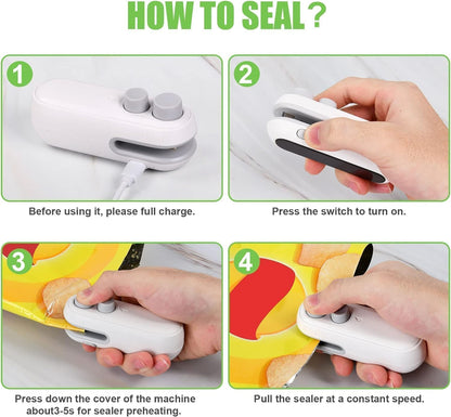Portable Mini Sealing Machine 2 in 1 USB Rechargeable.