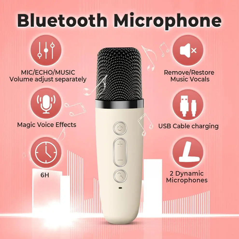 Karaoke Bluetooth Speaker with Microphone & LED Lights