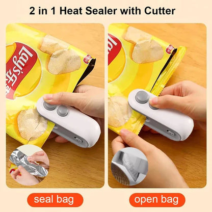 Portable Mini Sealing Machine 2 in 1 USB Rechargeable.
