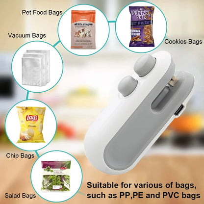 Portable Mini Sealing Machine 2 in 1 USB Rechargeable.
