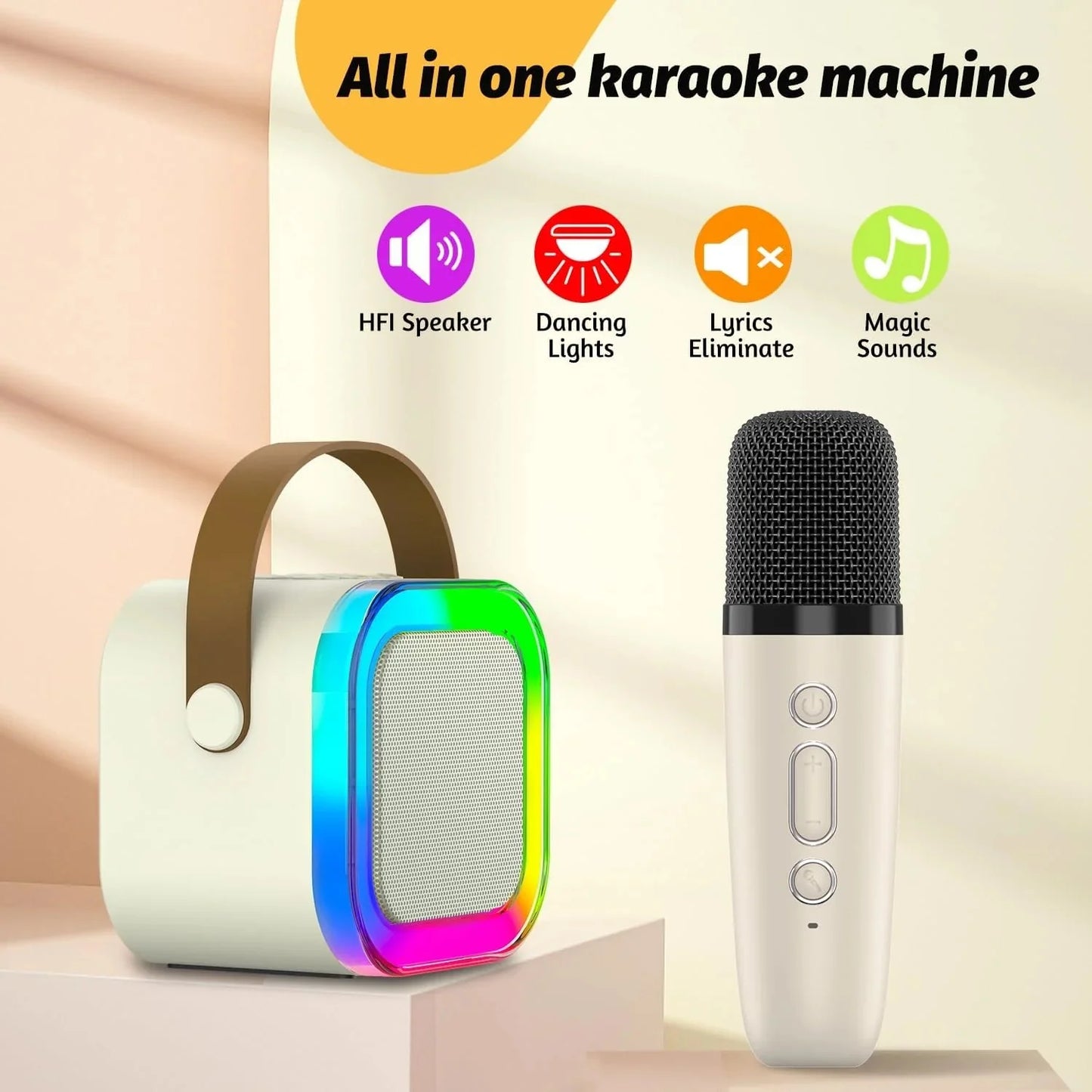 Karaoke Bluetooth Speaker with Microphone & LED Lights