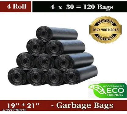 Premium Biodegradable Garbage Bags/Trash Bag - Black Color 19 X 21 Inches (Medium Size)