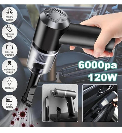 3 IN 1 Portable Car Vacuum Cleaner with Blower | USB Rechargeable Wireless Handheld Car Vacuum Cleaner Traveling, Portable, Rechargeable
